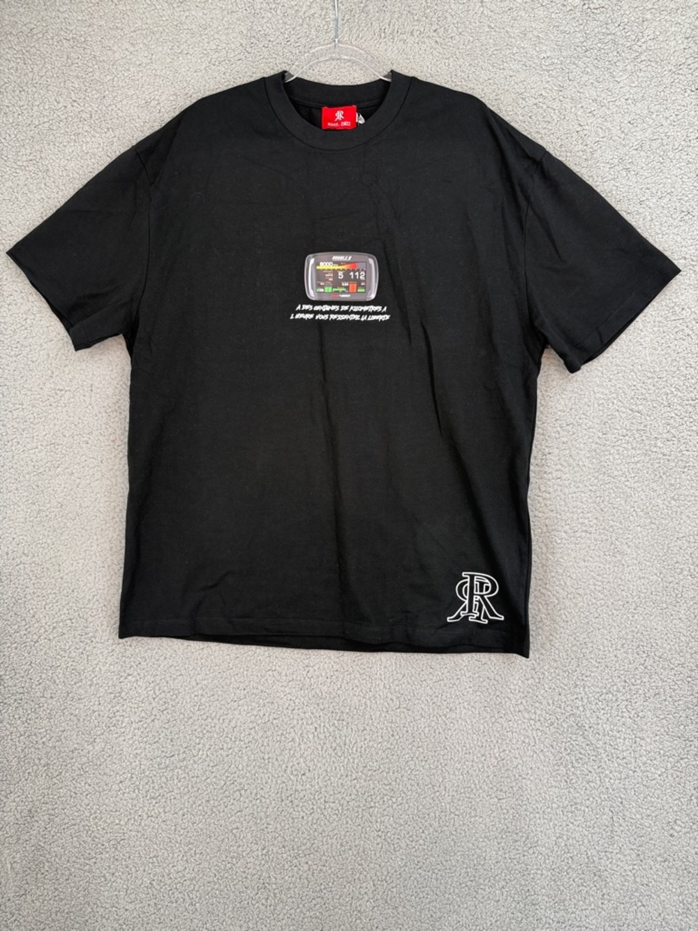 Double R Men’s XL short sleeve t-shirt Black Graphic Timer Patch and Monogram